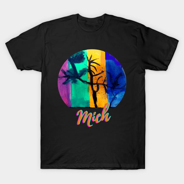 Me Mich Watercolor retro vintage sunsets design T-Shirt by kickstart